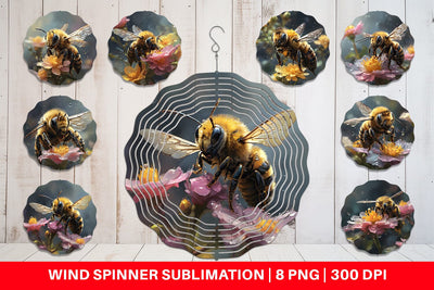 Wind Spinner Bee and Flower Sublimation artnoy 