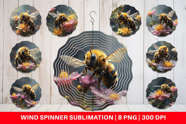 Wind Spinner Bee and Flower Sublimation artnoy 