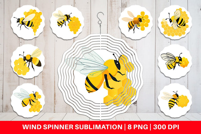Wind Spinner Bee and Honeycomb Sublimation artnoy 