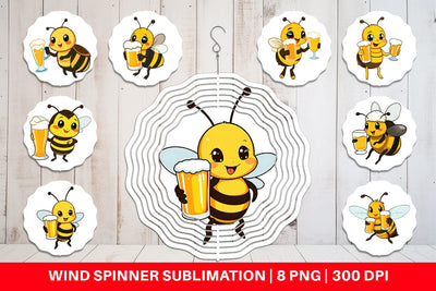 Wind Spinner Bee Beer Day Sublimation artnoy 
