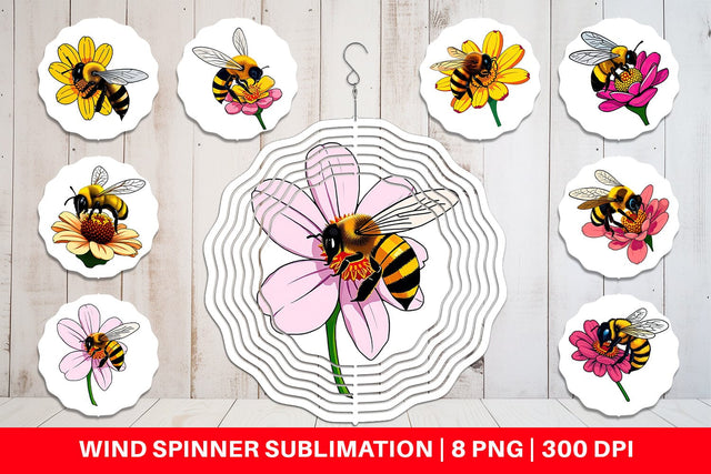 Wind Spinner Bee on Flower Sublimation artnoy 