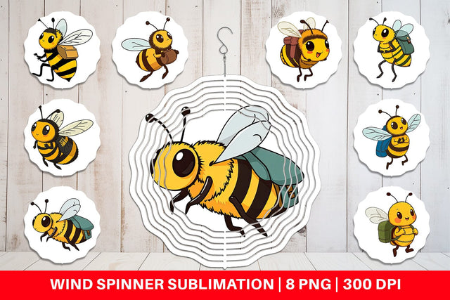Wind Spinner Bee with Backpack Sublimation artnoy 