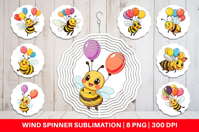 Wind Spinner Bee with Balloons Sublimation artnoy 
