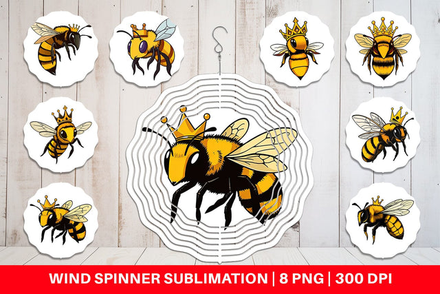 Wind Spinner Bee with Crown Sublimation artnoy 