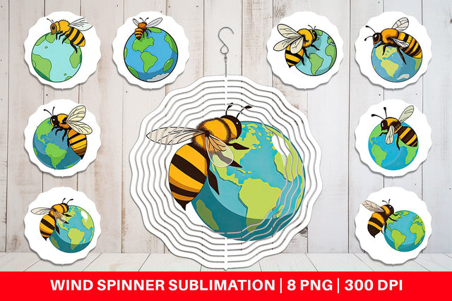 Wind Spinner Bee with Earth Sublimation artnoy 