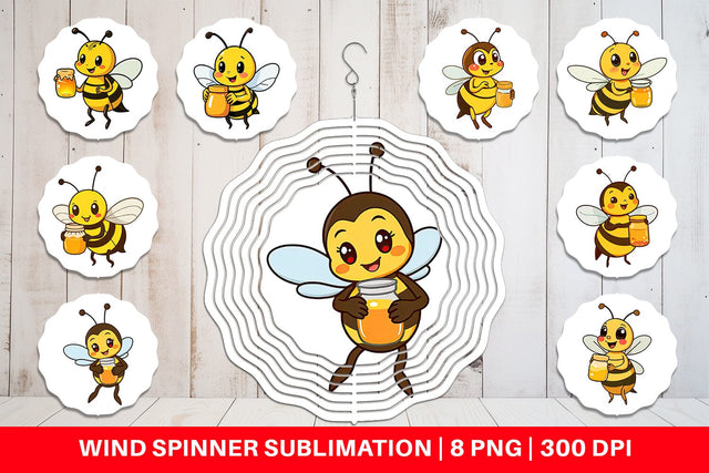 Wind Spinner Bee with Honey Jar Sublimation artnoy 
