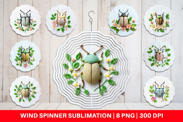 Wind Spinner Beetle Embroidery Sublimation artnoy 
