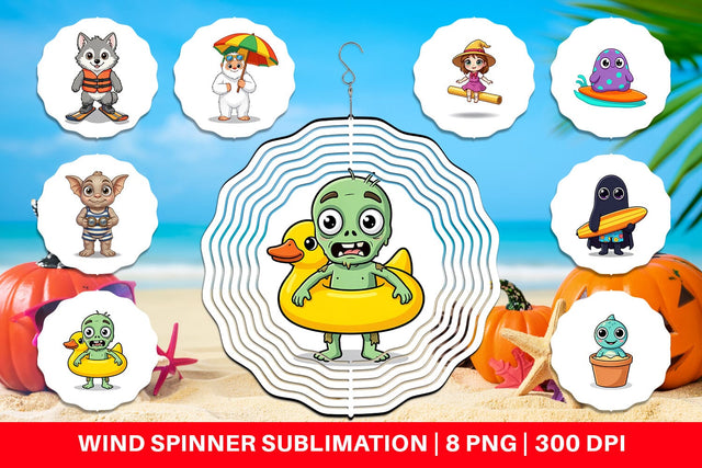 Wind Spinner Big Eye Summer Monster Surfing Sublimation artnoy 