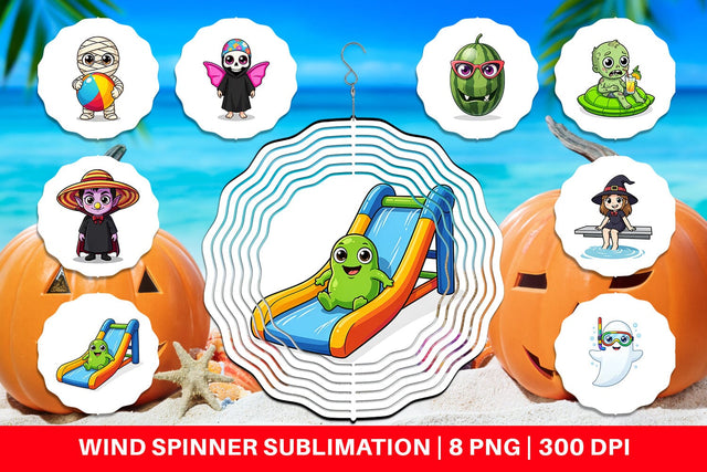 Wind Spinner Big Eye Summerween Pool Party Sublimation artnoy 