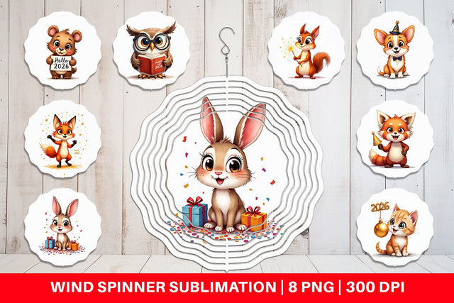 Wind Spinner Big-Eyed New Year's Animal Party 2026 Sublimation artnoy 