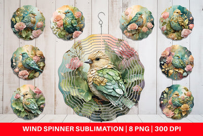 Wind Spinner Bird and Botanical Sublimation artnoy 