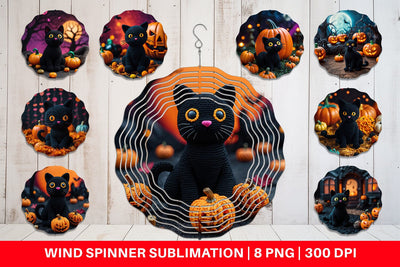 Wind Spinner Black Cat Knitted Sublimation artnoy 