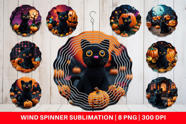 Wind Spinner Black Cat Knitted Sublimation artnoy 