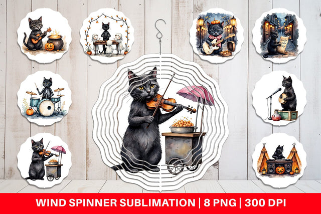 Wind Spinner Black Cat Tunes Sublimation artnoy 