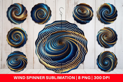 Wind Spinner Blue and Gold Vortex Sublimation artnoy 