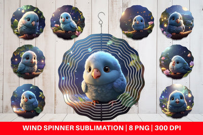 Wind Spinner Blue Bird Cute Sublimation artnoy 