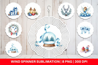 Wind Spinner Blue Christmas Sublimation artnoy 