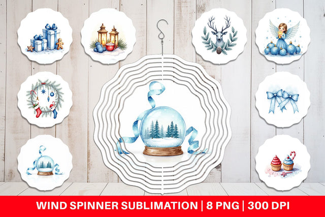 Wind Spinner Blue Christmas Sublimation artnoy 