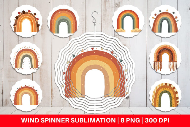 Wind Spinner Boho Autumn Rainbows Sublimation artnoy 