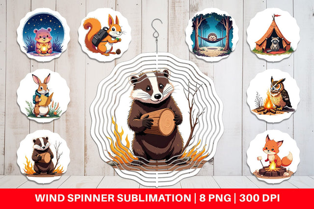 Wind Spinner Boho Camping Animals Sublimation artnoy 