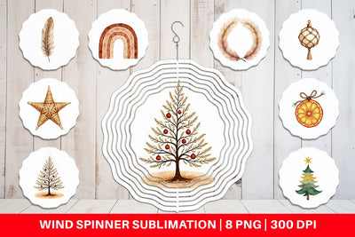 Wind Spinner Boho Chic Watercolor Christmas & Ornaments Sublimation artnoy 