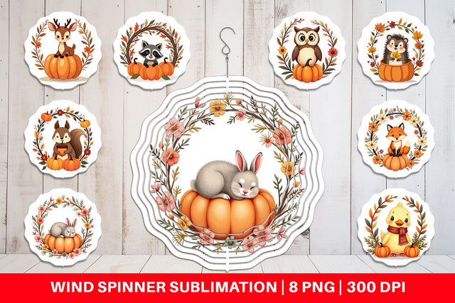 Wind Spinner Boho Pumpkin Critters Sublimation artnoy 