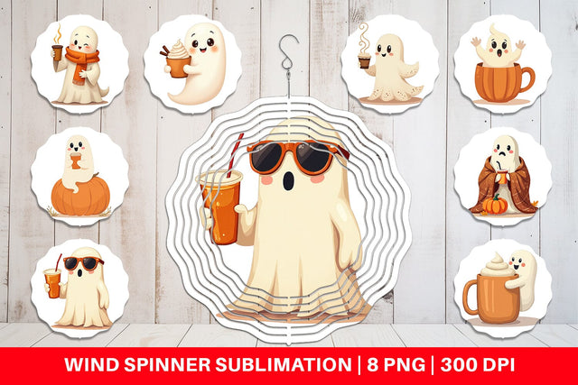 Wind Spinner Boho Pumpkin Ghosts Sublimation artnoy 