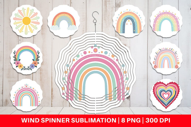 Wind Spinner Boho Rainbow Pastels Sublimation artnoy 