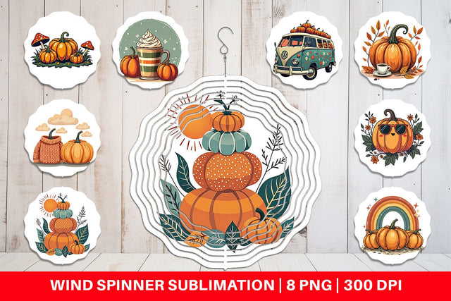 Wind Spinner Boho Retro Pumpkin Sublimation artnoy 