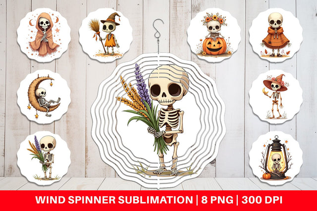 Wind Spinner Boho Skeleton Halloween Sublimation artnoy 