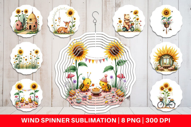 Wind Spinner Boho Sunflowers Sublimation artnoy 