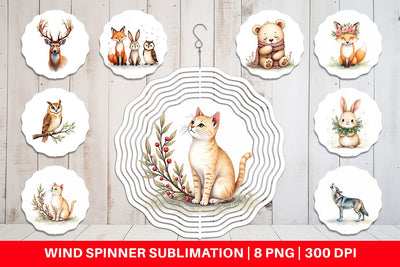 Wind Spinner Boho Winter Animals Sublimation artnoy 