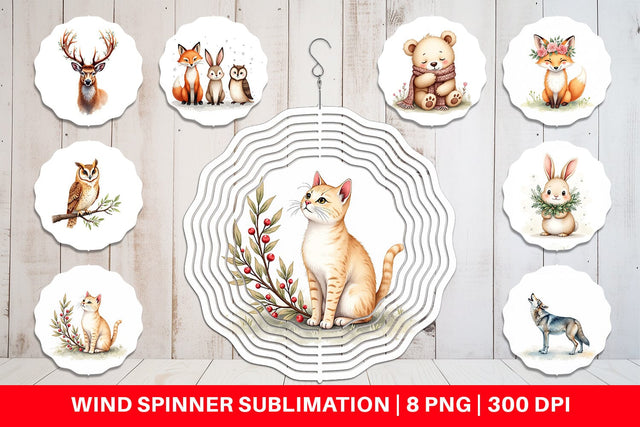 Wind Spinner Boho Winter Animals Sublimation artnoy 