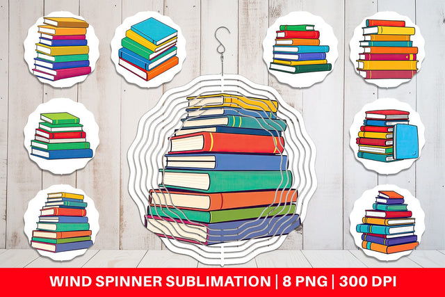 Wind Spinner Book Stack Sublimation artnoy 