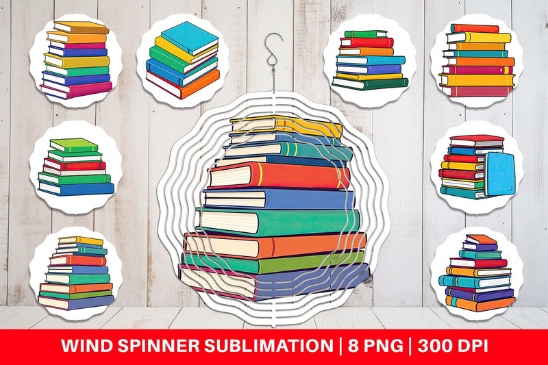 Wind Spinner Book Stack Sublimation artnoy 