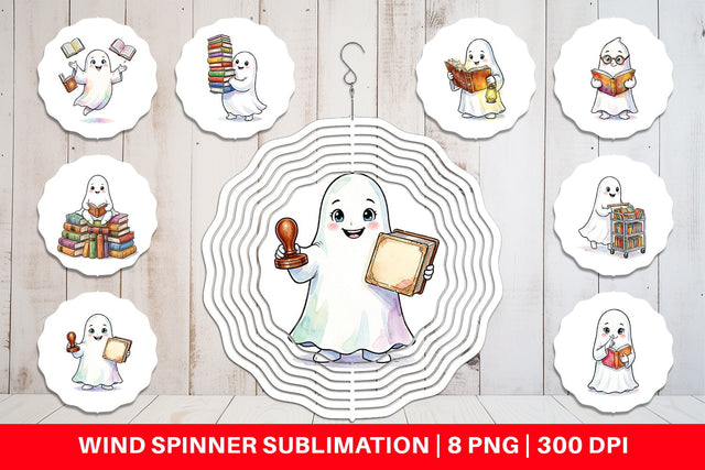 Wind Spinner Bookish Librarian Ghost Art Sublimation artnoy 