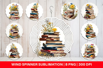 Wind Spinner Books and Flowers Sublimation artnoy 