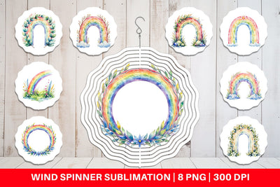 Wind Spinner Botanical Boho Rainbow Sublimation artnoy 