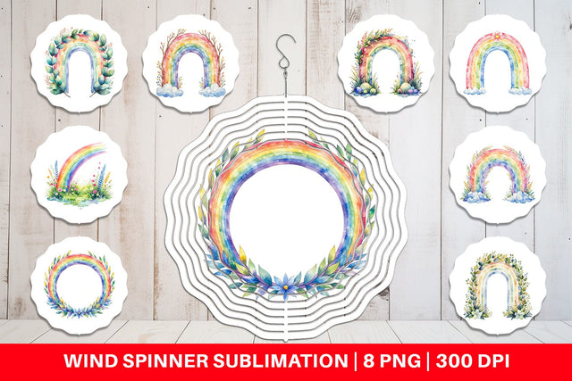 Wind Spinner Botanical Boho Rainbow Sublimation artnoy 