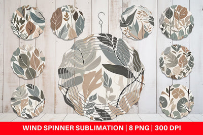Wind Spinner Botanical Elements Pattern Sublimation artnoy 