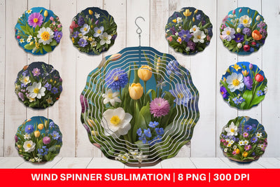 Wind Spinner Botanical Spring Flowers Sublimation artnoy 