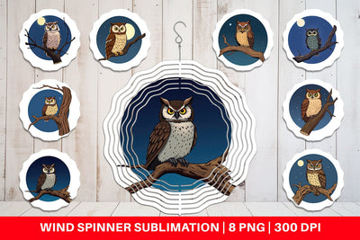 Wind Spinner Branch Owl Sublimation artnoy 