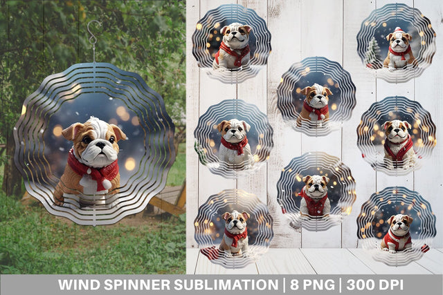 Wind Spinner Bulldog Christmas Sublimation artnoy 