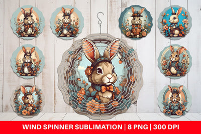 Wind Spinner Bunny and Flower Sublimation artnoy 