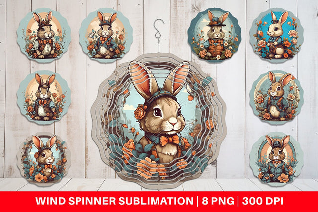 Wind Spinner Bunny and Flower Sublimation artnoy 