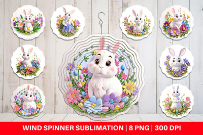 Wind Spinner Bunny Easter Embroidery Sublimation artnoy 