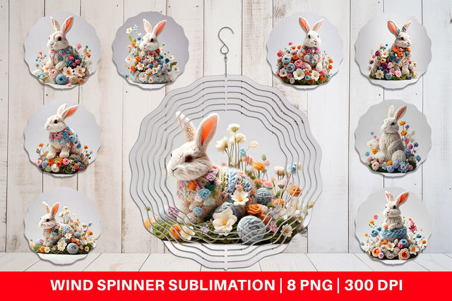 Wind Spinner Bunny Easter Embroidery Sublimation artnoy 