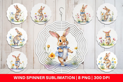Wind Spinner Bunny in Summer Watercolor Sublimation artnoy 