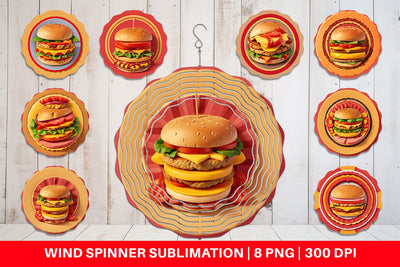 Wind Spinner Burger Sandwiches Sublimation artnoy 