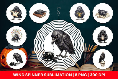 Wind Spinner Burnout Raven Dark Academia Watercolor Sublimation artnoy 